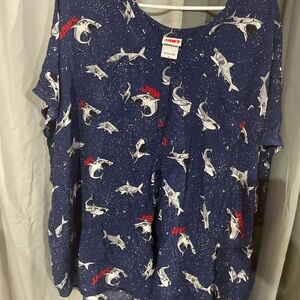 Shark Print Blue T-Shirt